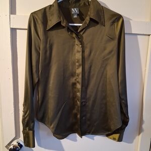 Worthington Olive Satin Blouse